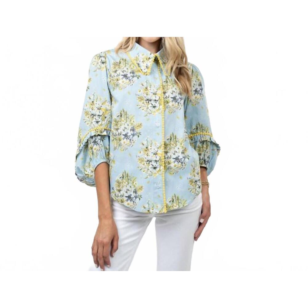 NEW IVY JANE spring bounty shirt in light blue with floral print - Picture 3 of 3